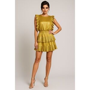 Elegant Gold Ruffle Dress